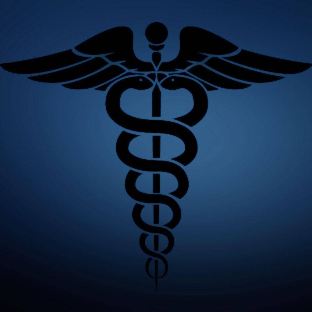 Black Medical Caduceus In Blue