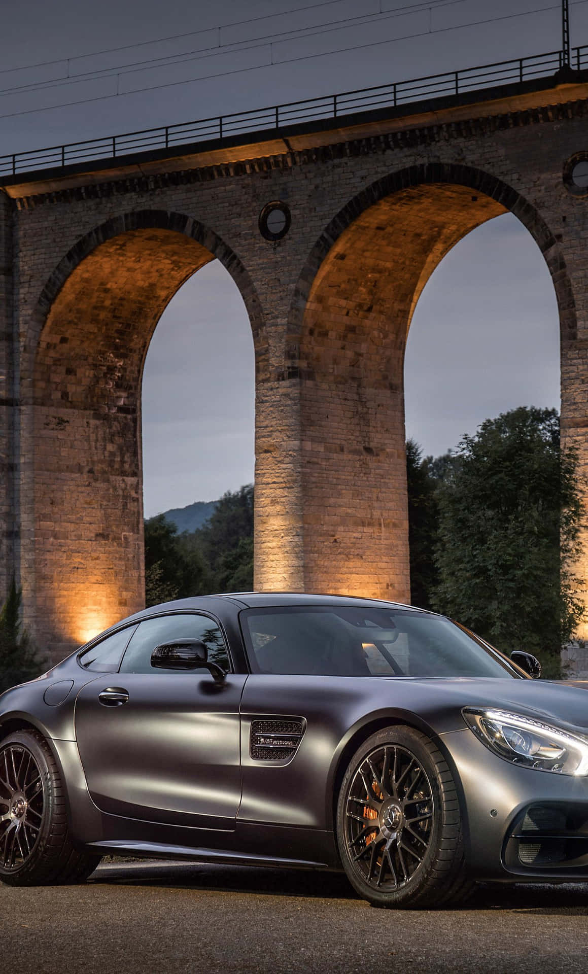 Black Mercedes Gts Under The Brdige Background