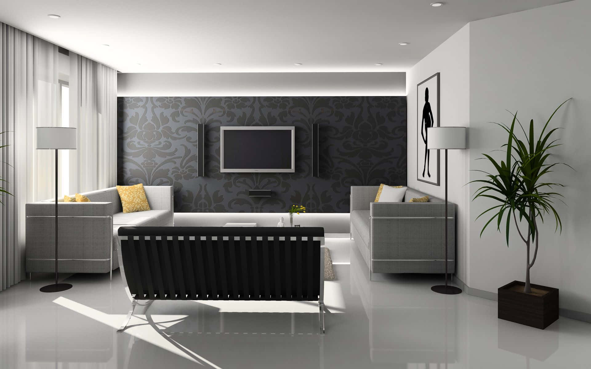 Black Minimalist House Interior Design Background