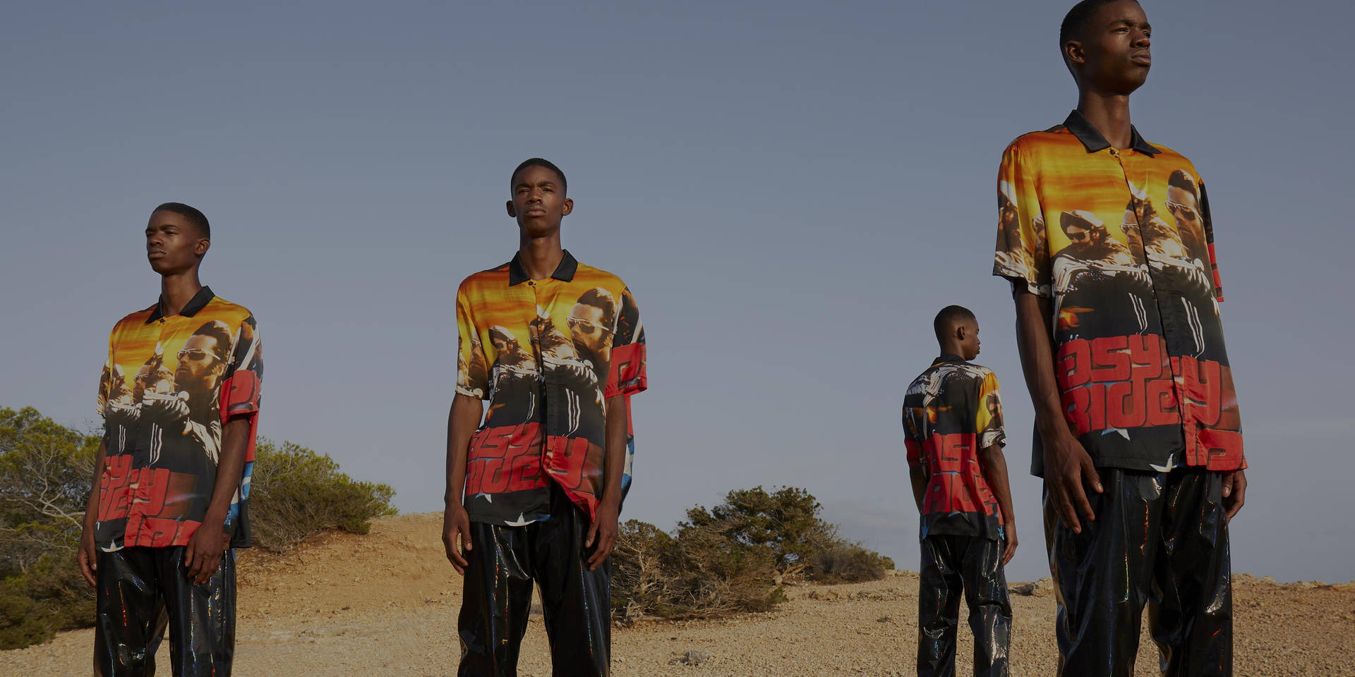 Black Model Wearing Marcelo Burlon Background