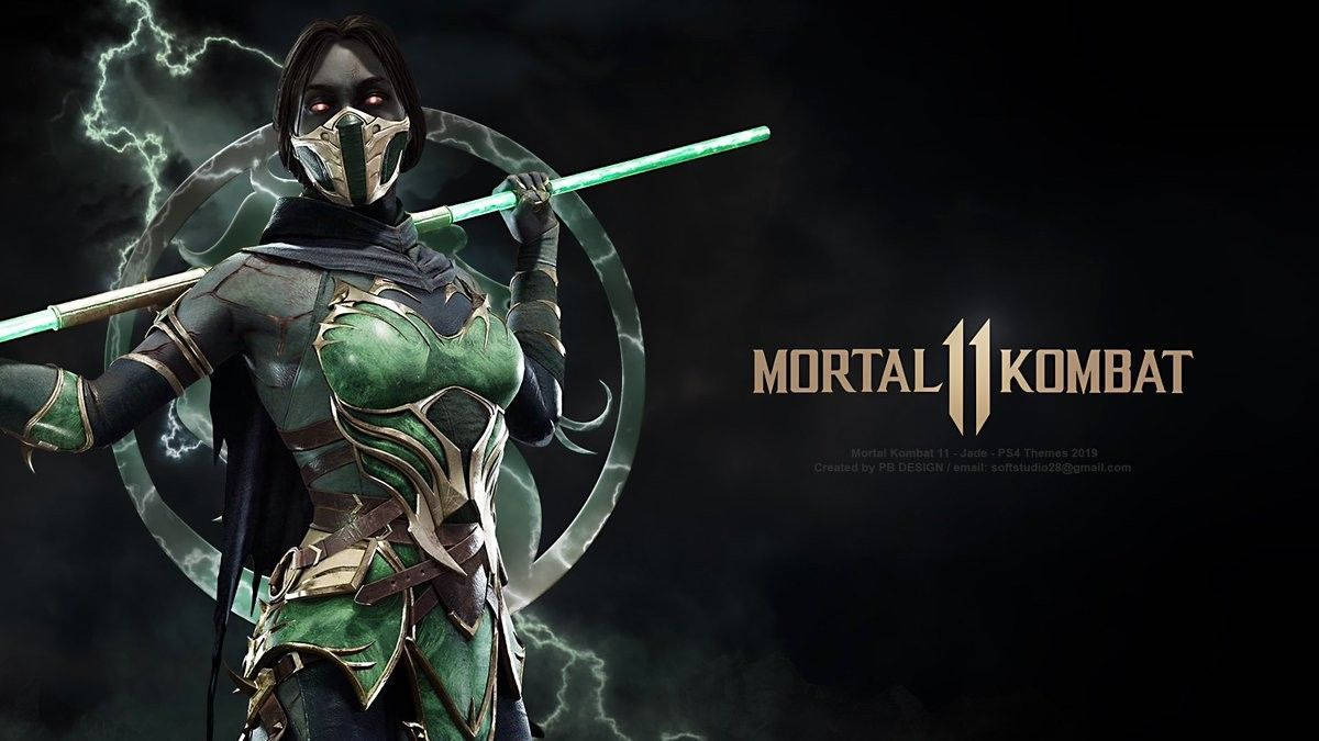 Black Mortal Kombat 11 Fighter Jade Background