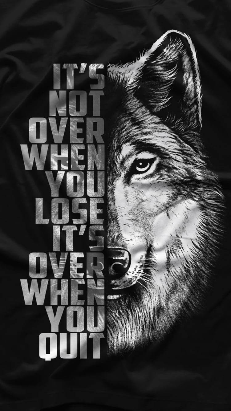 Black Motivation Quote Wolf Background