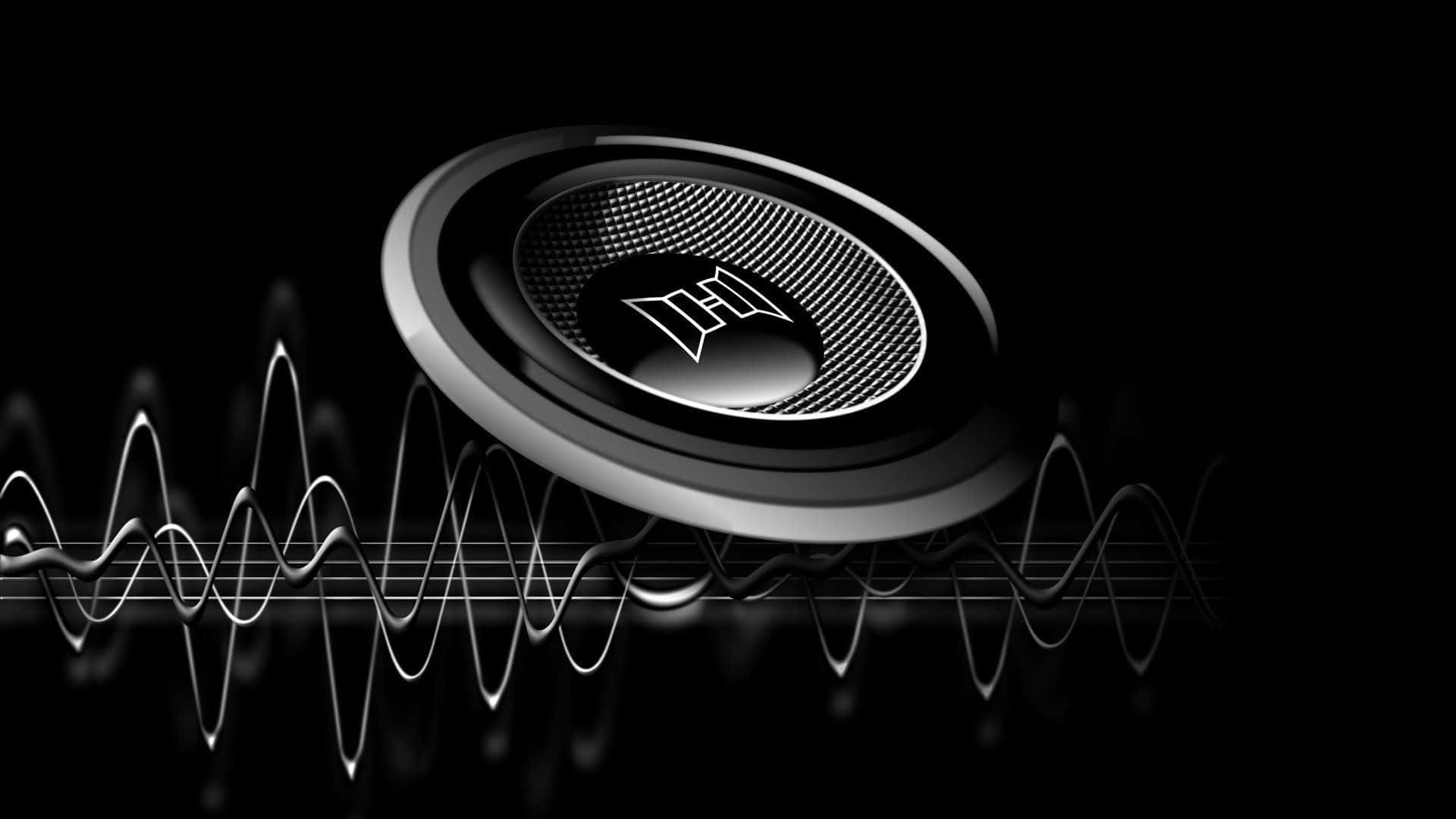 Black Music Speaker With Sound Waves Background