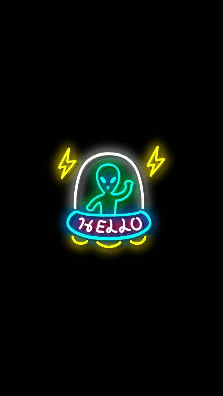 Black Neon Aesthetic Alien Background