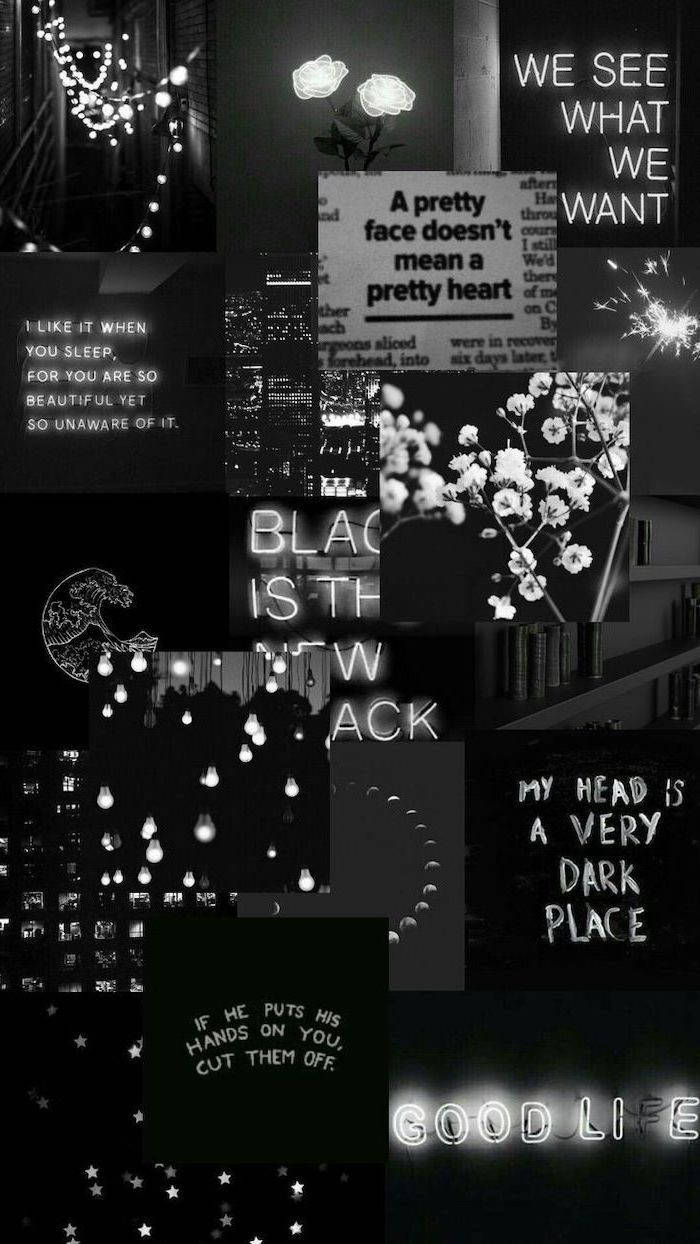 Black Neon Aesthetic Collage Background