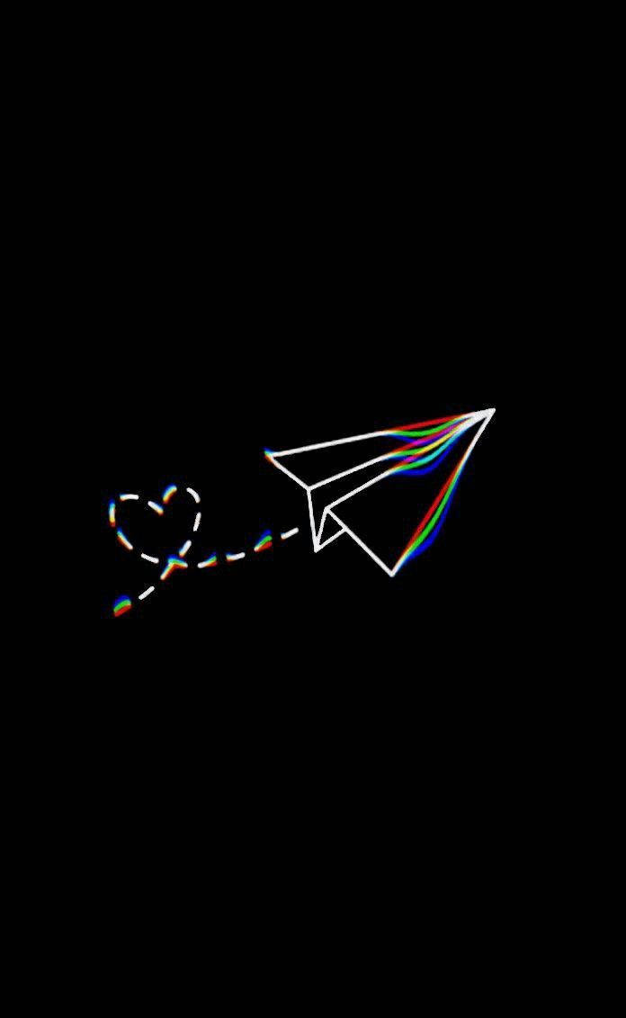 Black Neon Aesthetic Paper Plane Background