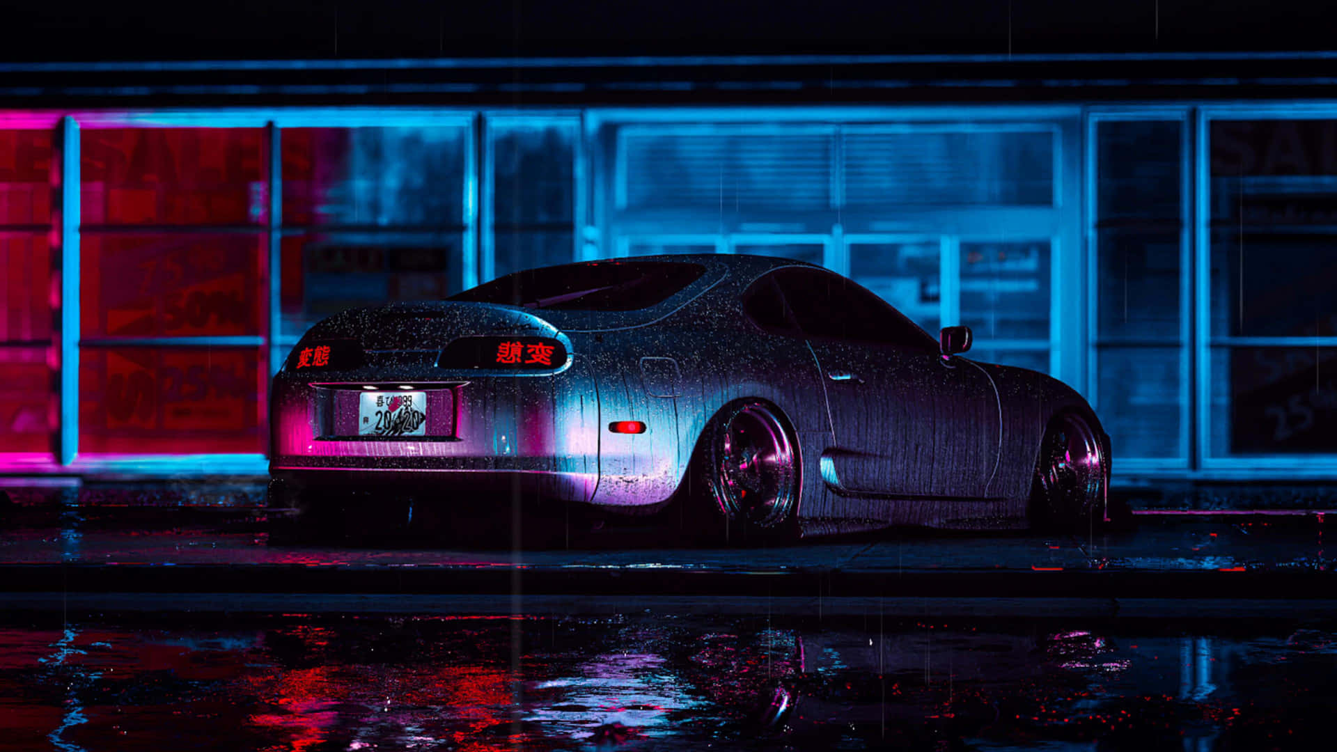 Black Neon Sports Car4 K Background
