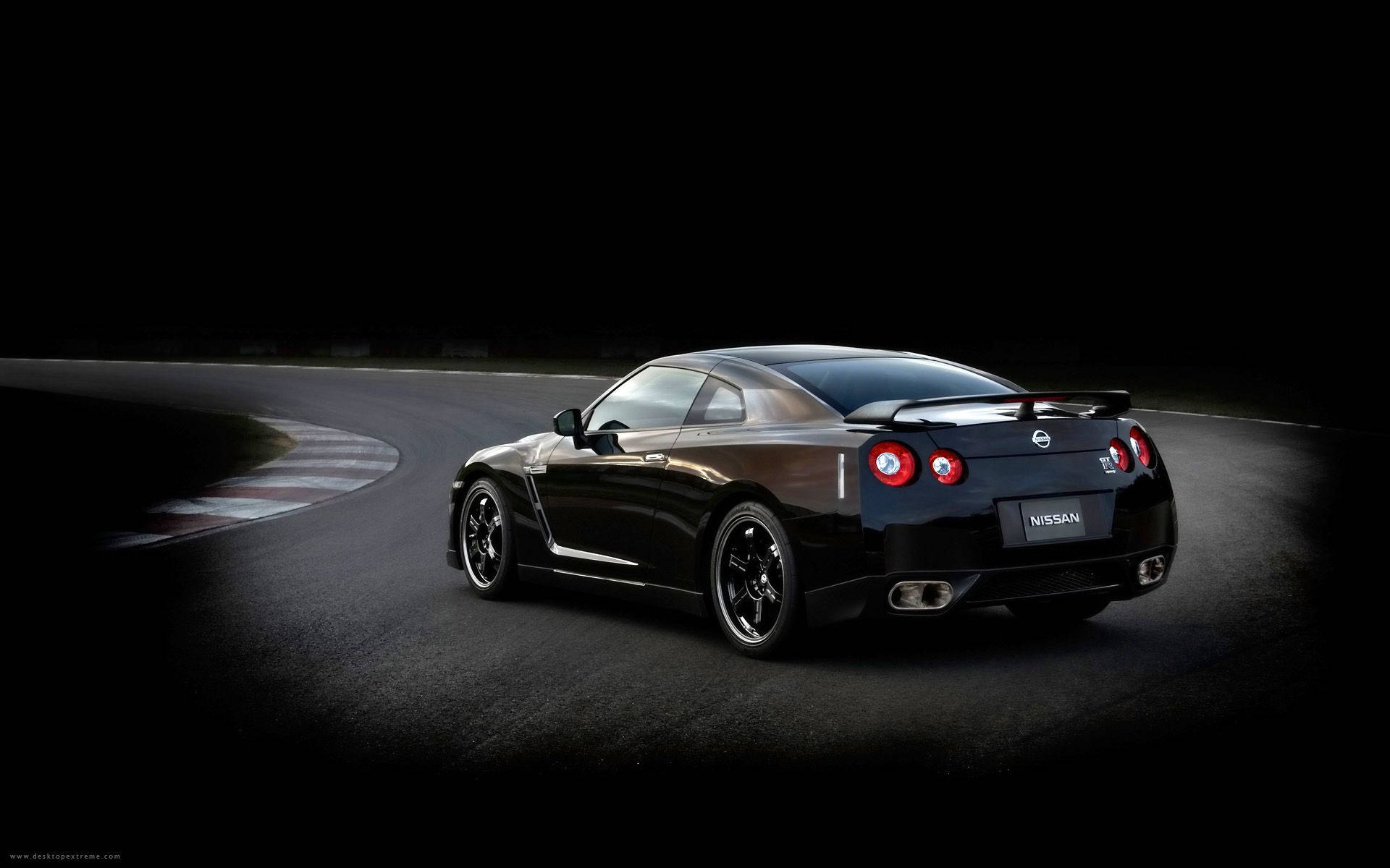 Black Nissan Gtr Car With Vignette