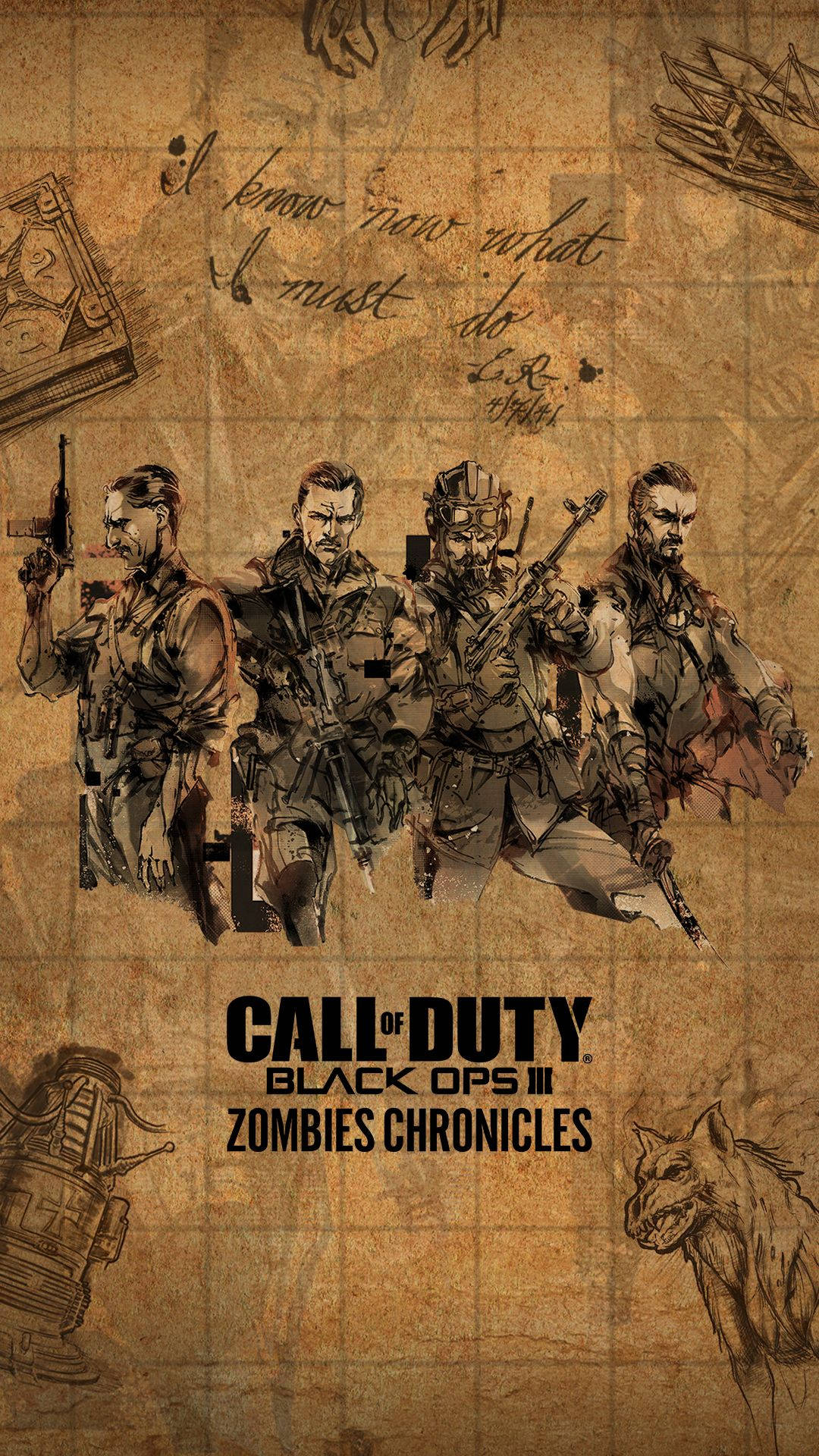 Black Ops 4 Zombies Characters Sepia Poster Background