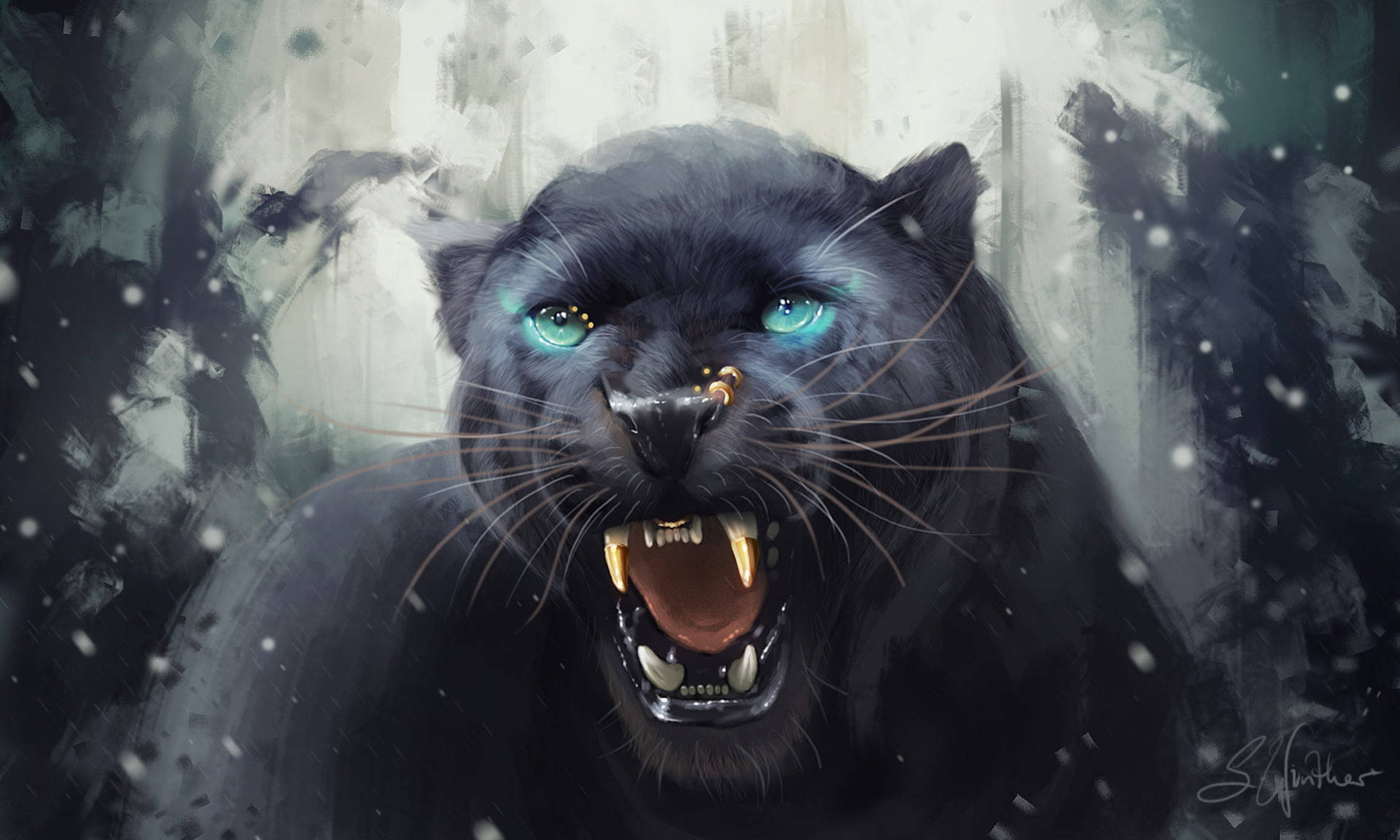 Black Panther Animal Artwork Background