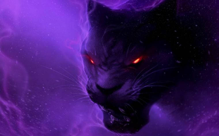 Black Panther Animal Purple Background