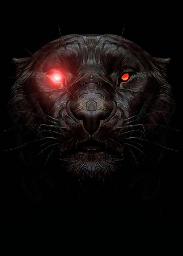 Black Panther Animal Red Eyes Background