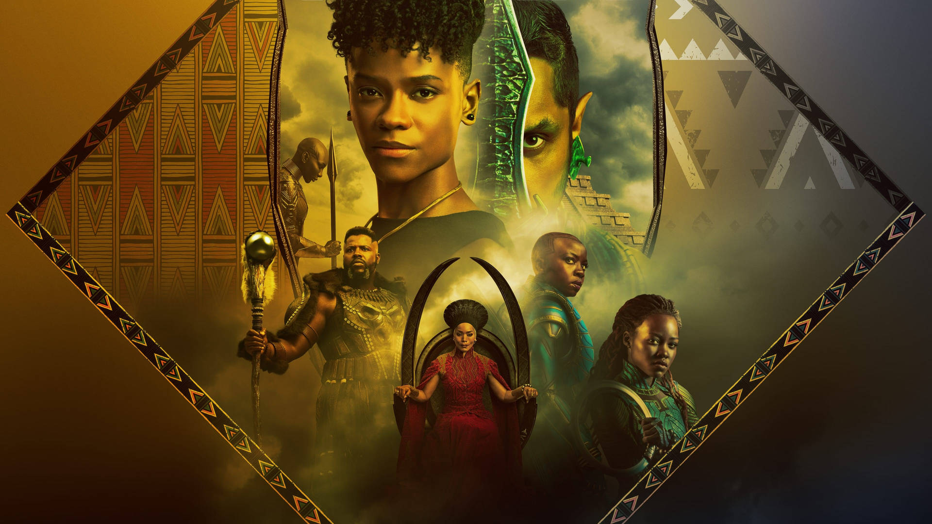 Black Panther Characters In Wakanda Forever Background