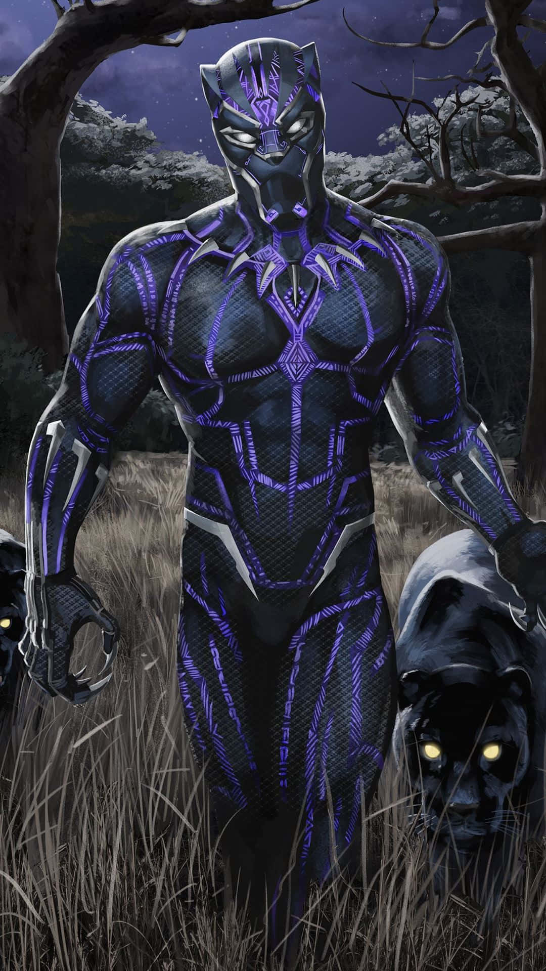 Black Panther Hero In The Woods Background