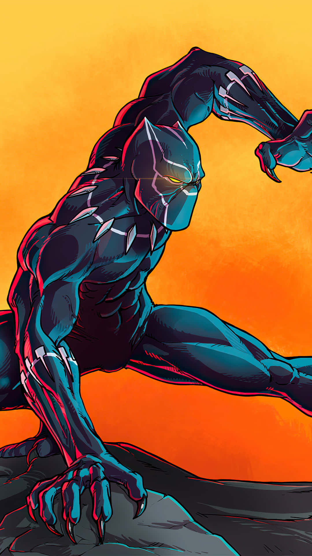 Black Panther Hero On Alert Background