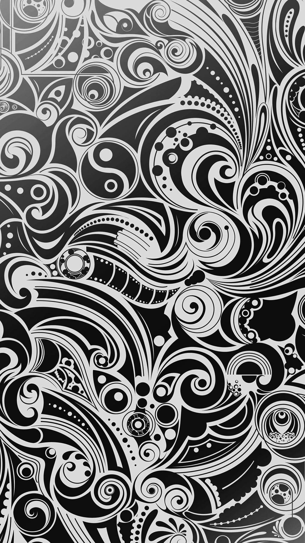 Black Pattern Abstract Paisley Swirls Background