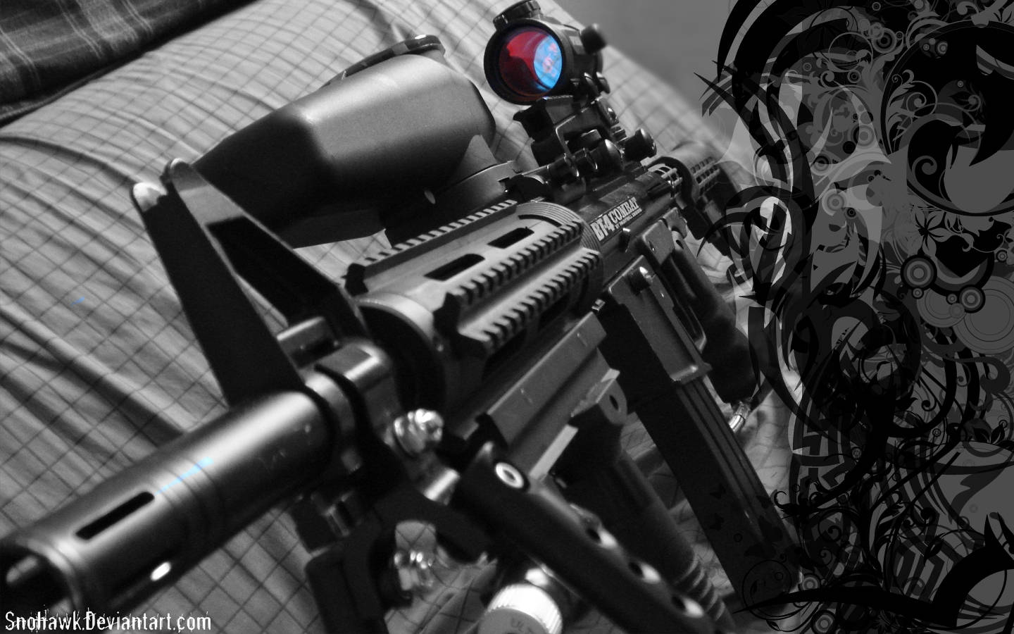 Black Pattern Black Paintball Gun Background