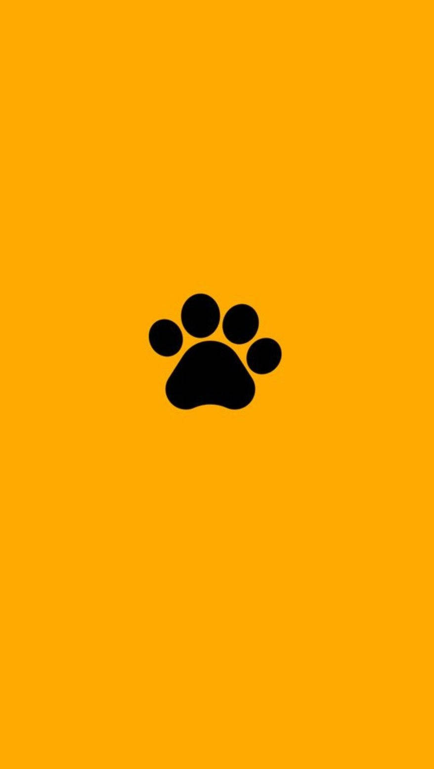 Black Paw On Cute Pastel Yellow Aesthetic Background