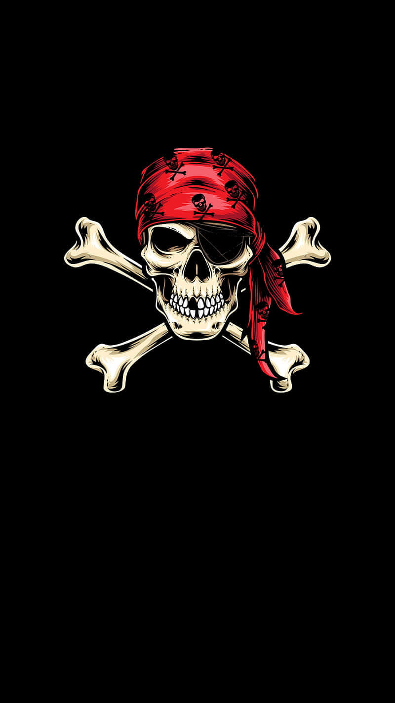 Black Pirate Skull And Crossbones Background