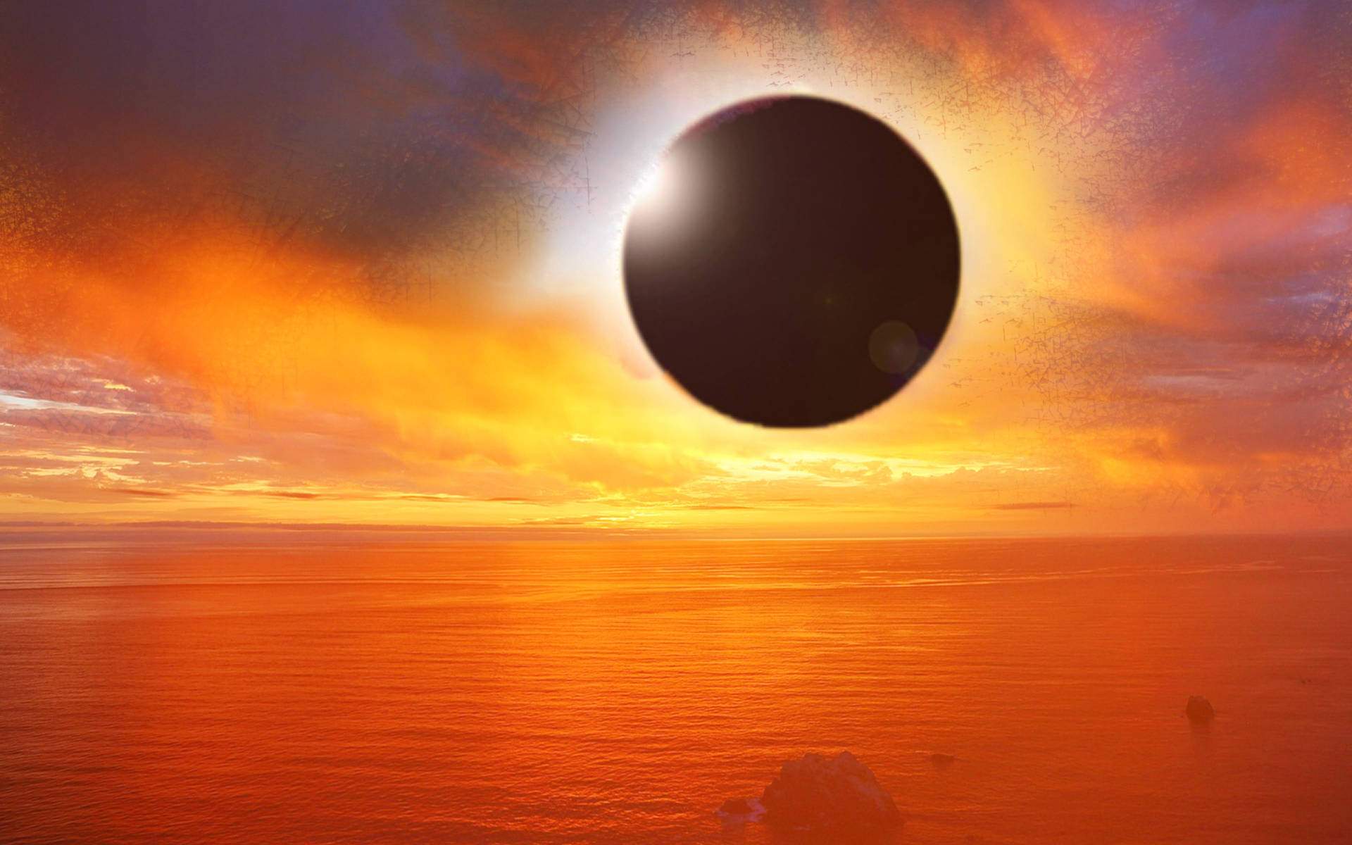 Black Planet And Beach Sunset