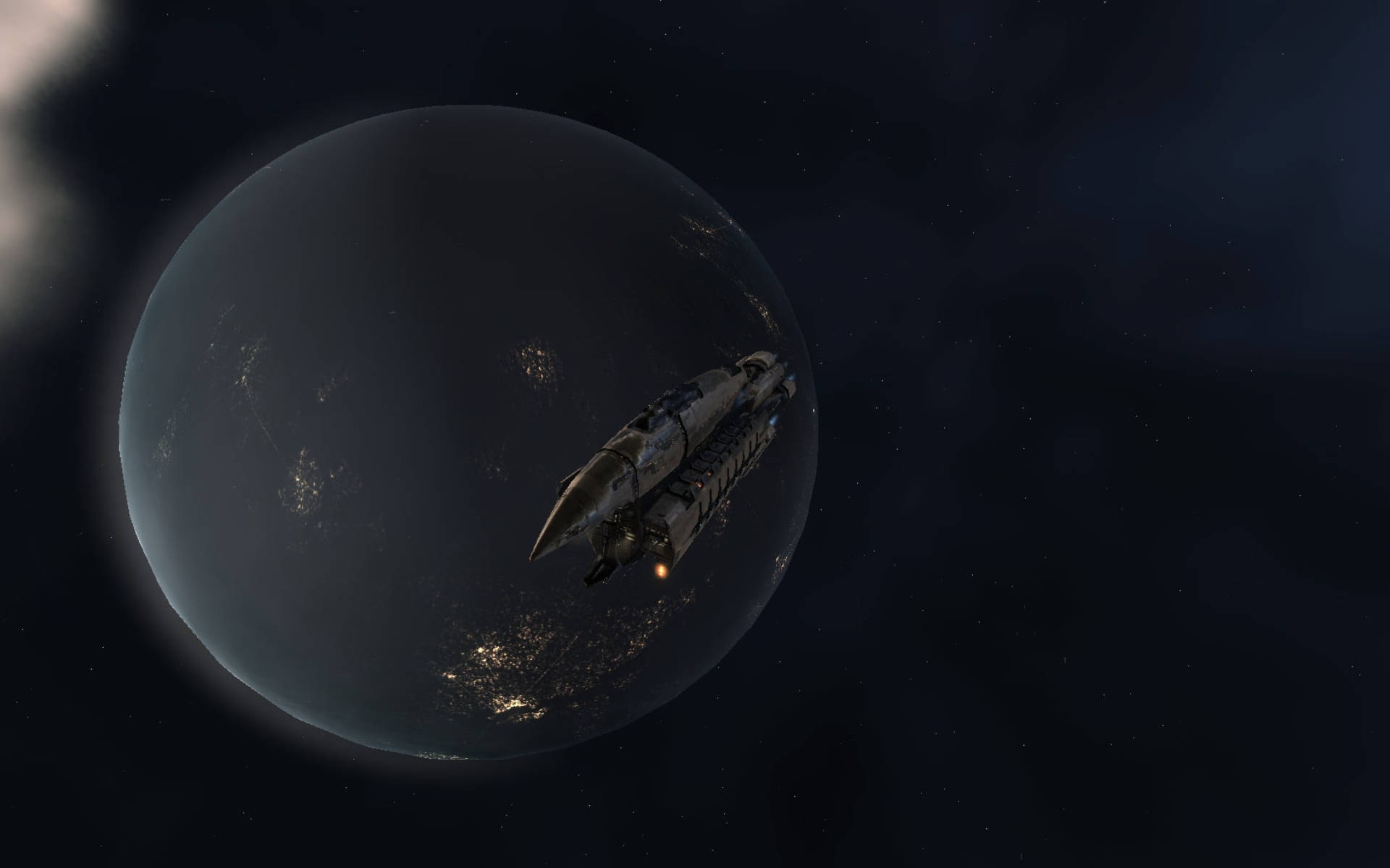 Black Planet And Spaceship