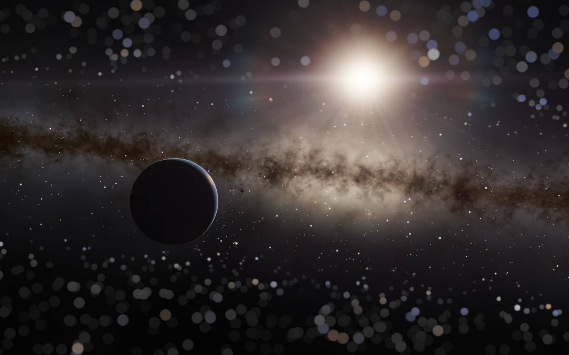 Black Planet And Stars Background