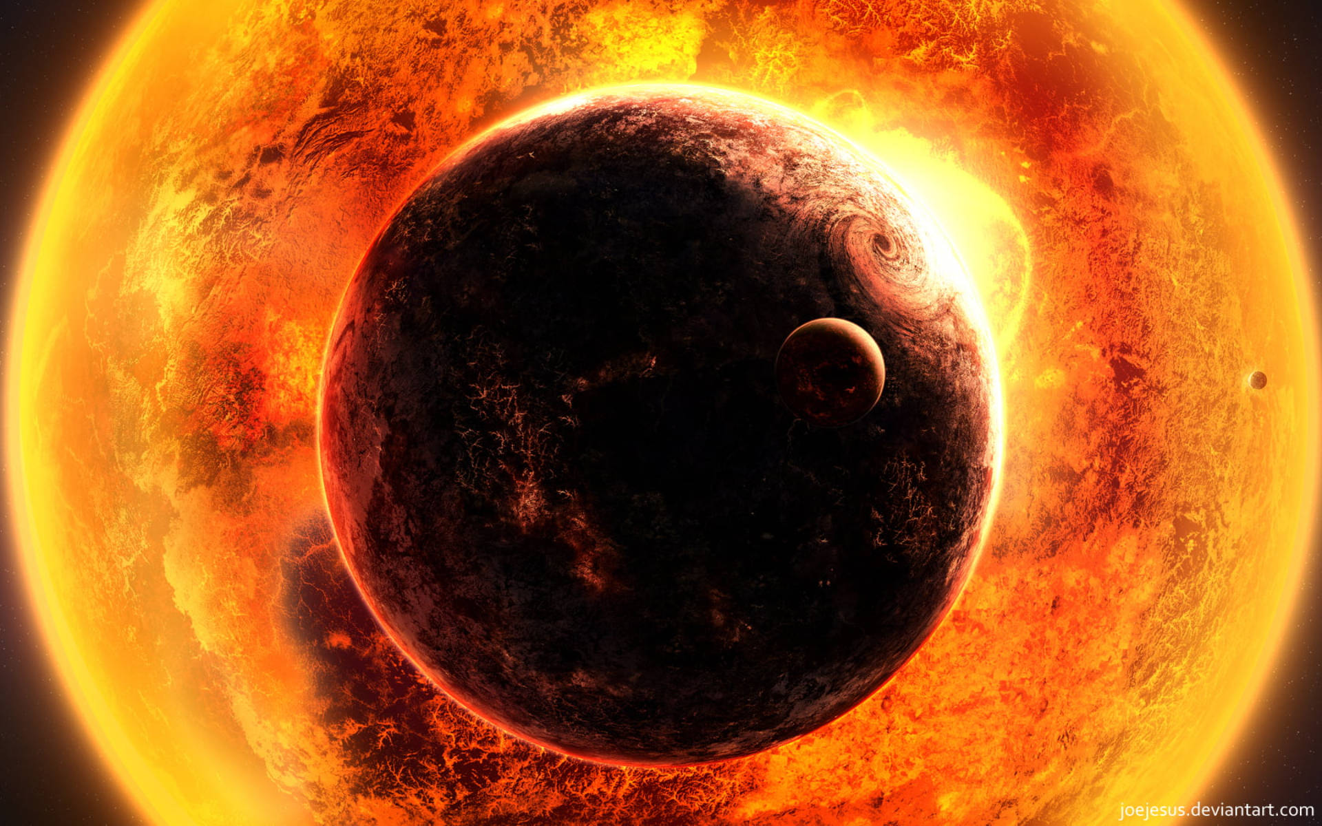 Black Planet And Sun Background