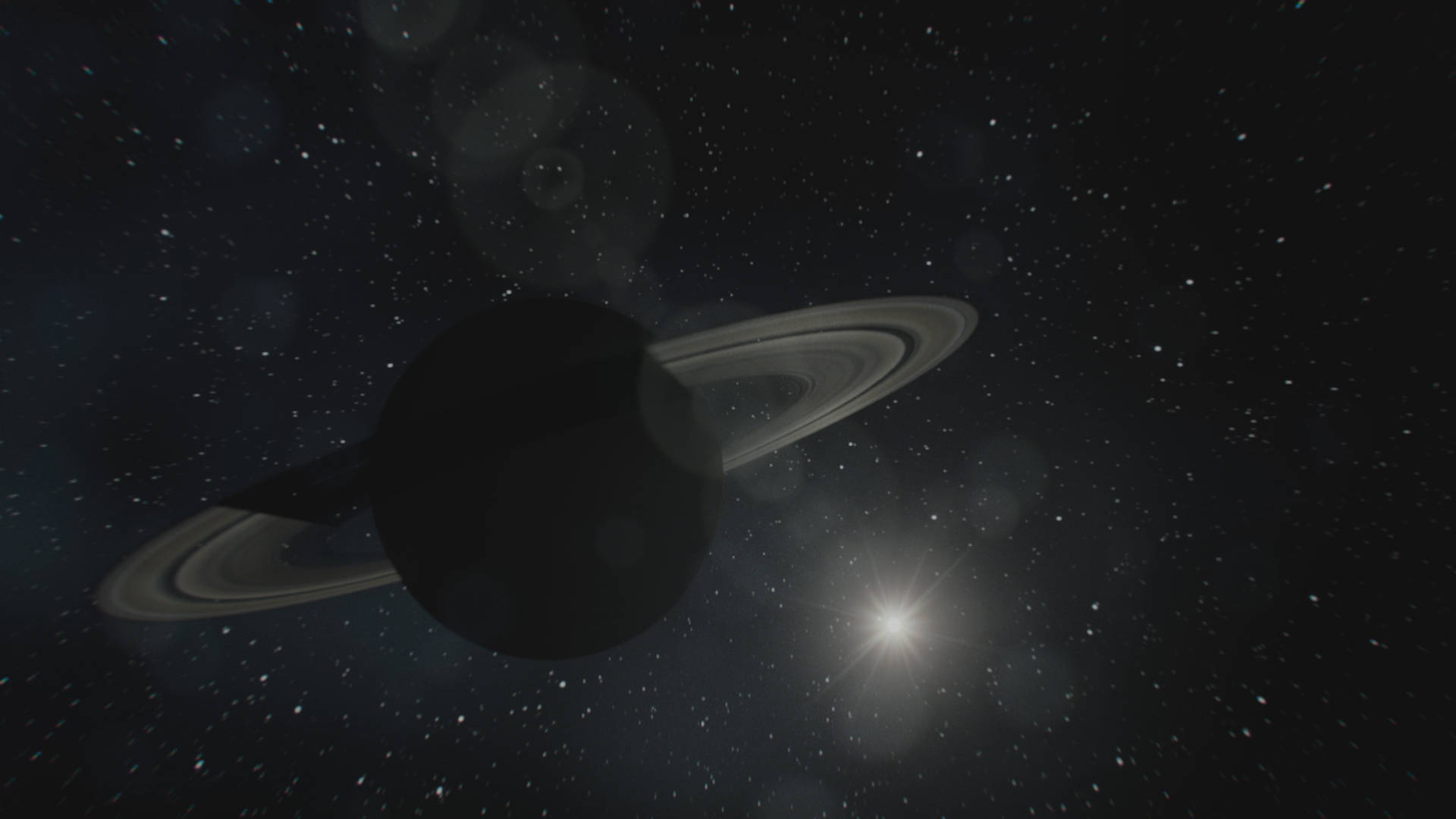 Black Planet Saturn And Stars