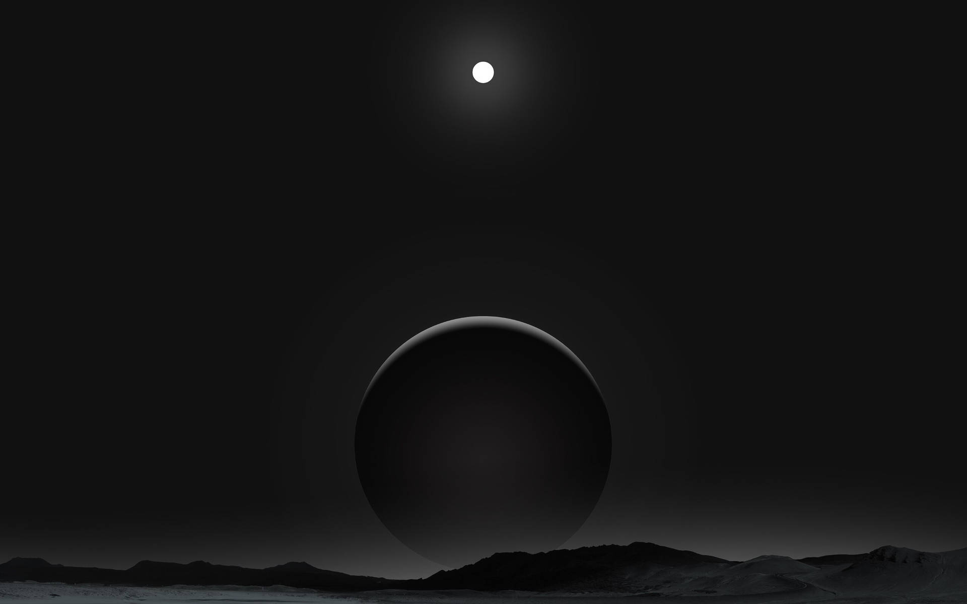 Black Planet Under Moon Background