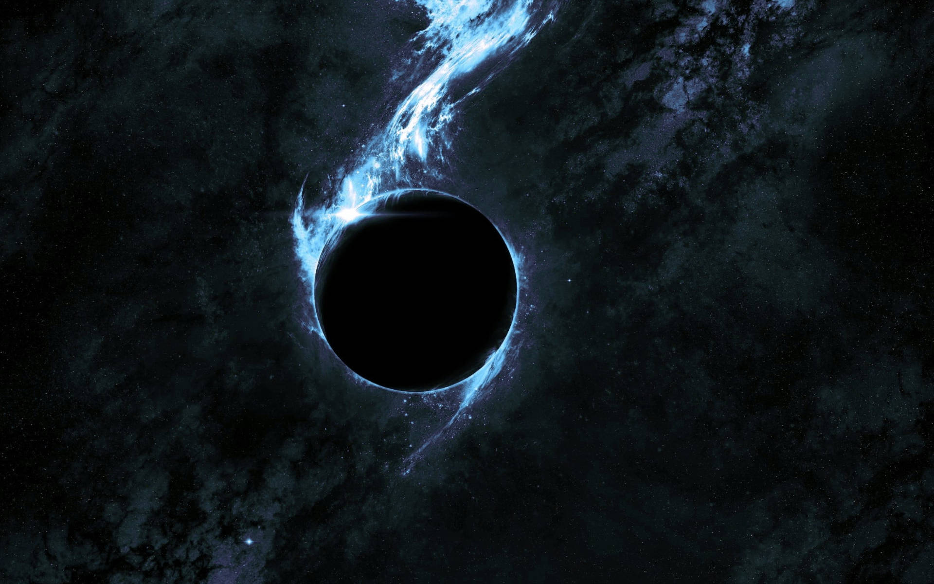 Black Planet With Blue Aura Background