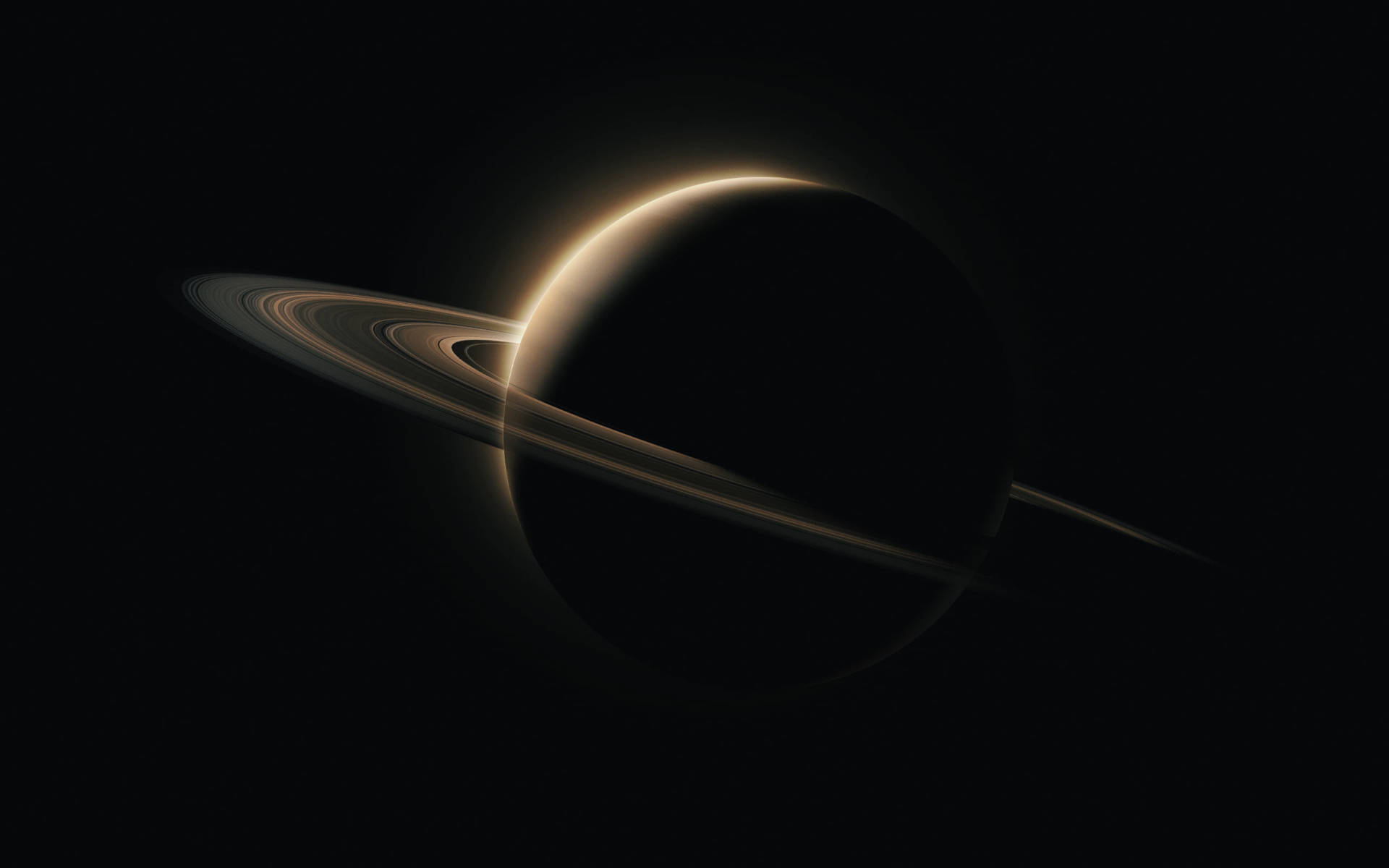 Black Planet With Brown Ring Background