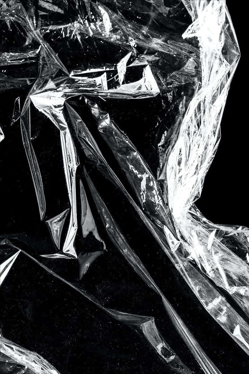 Black Plastic Crumpled Background
