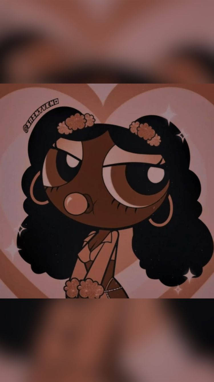 Black Powerpuff Girls Brown Pink Background