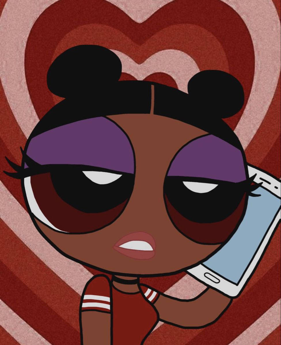 Black Powerpuff Girls Maroon Heart Backdrop Background