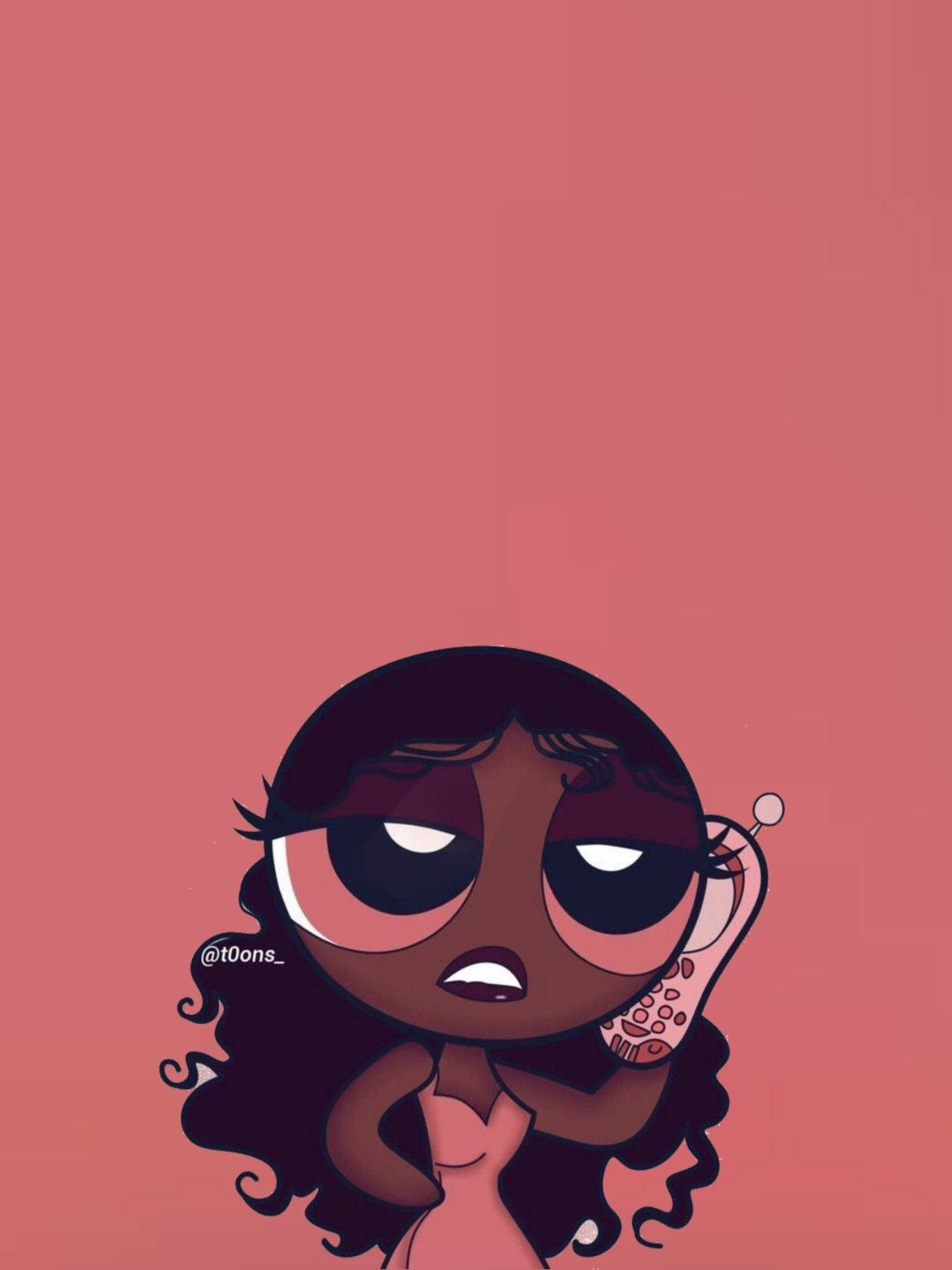 Black Powerpuff Girls Sleek Curly Ponytail Background