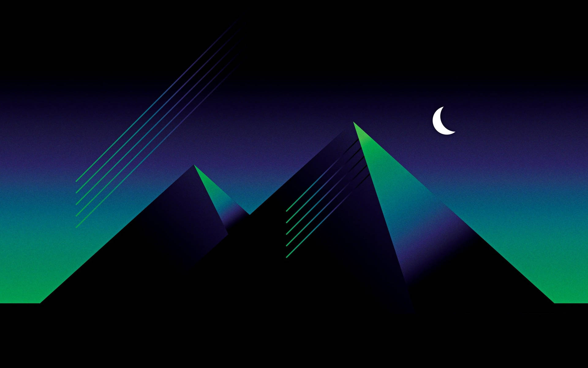 Black Pyramid Amidst Green And Purple Hues Background