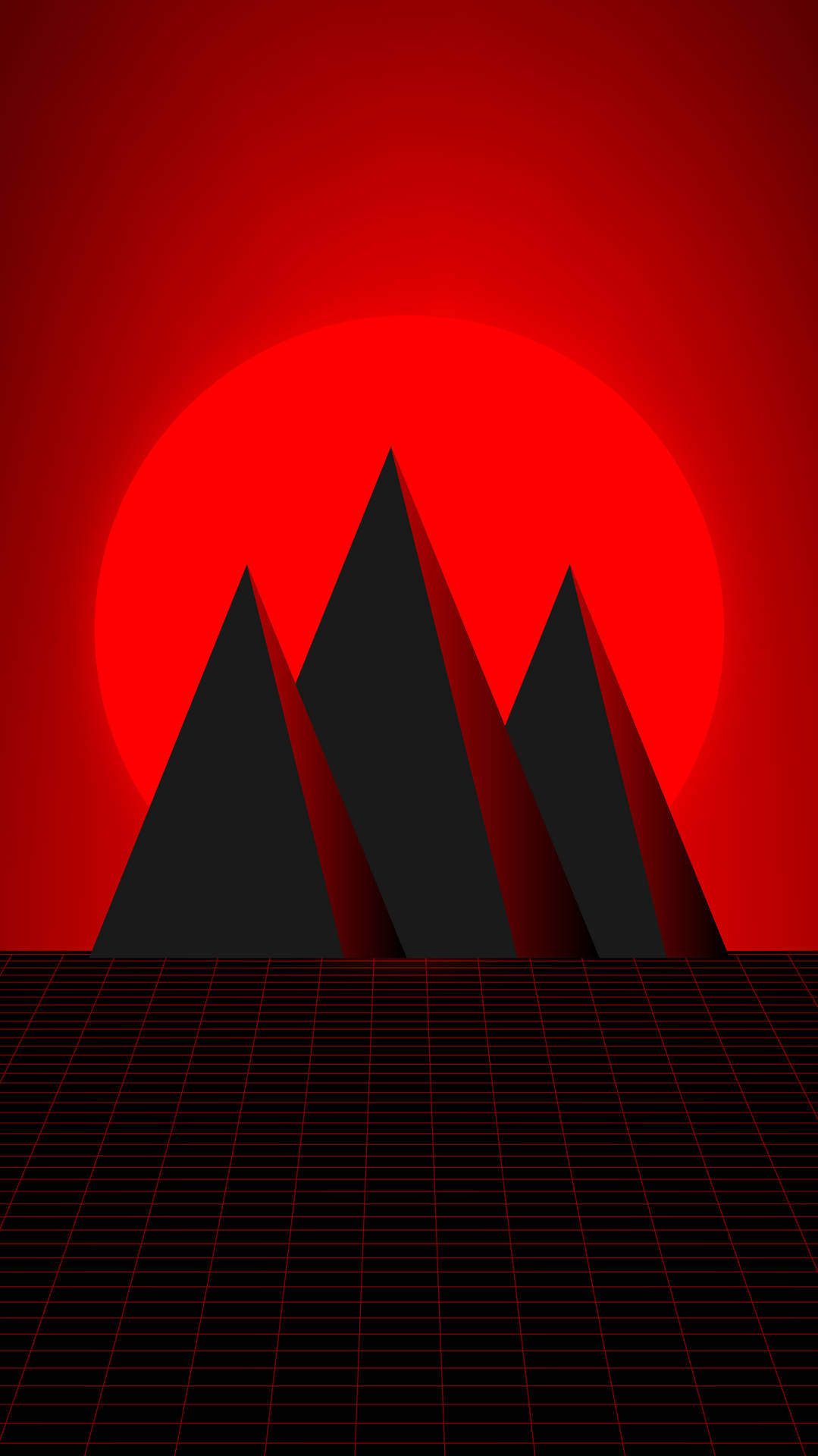 Black Pyramid With Blood Red Sun Background