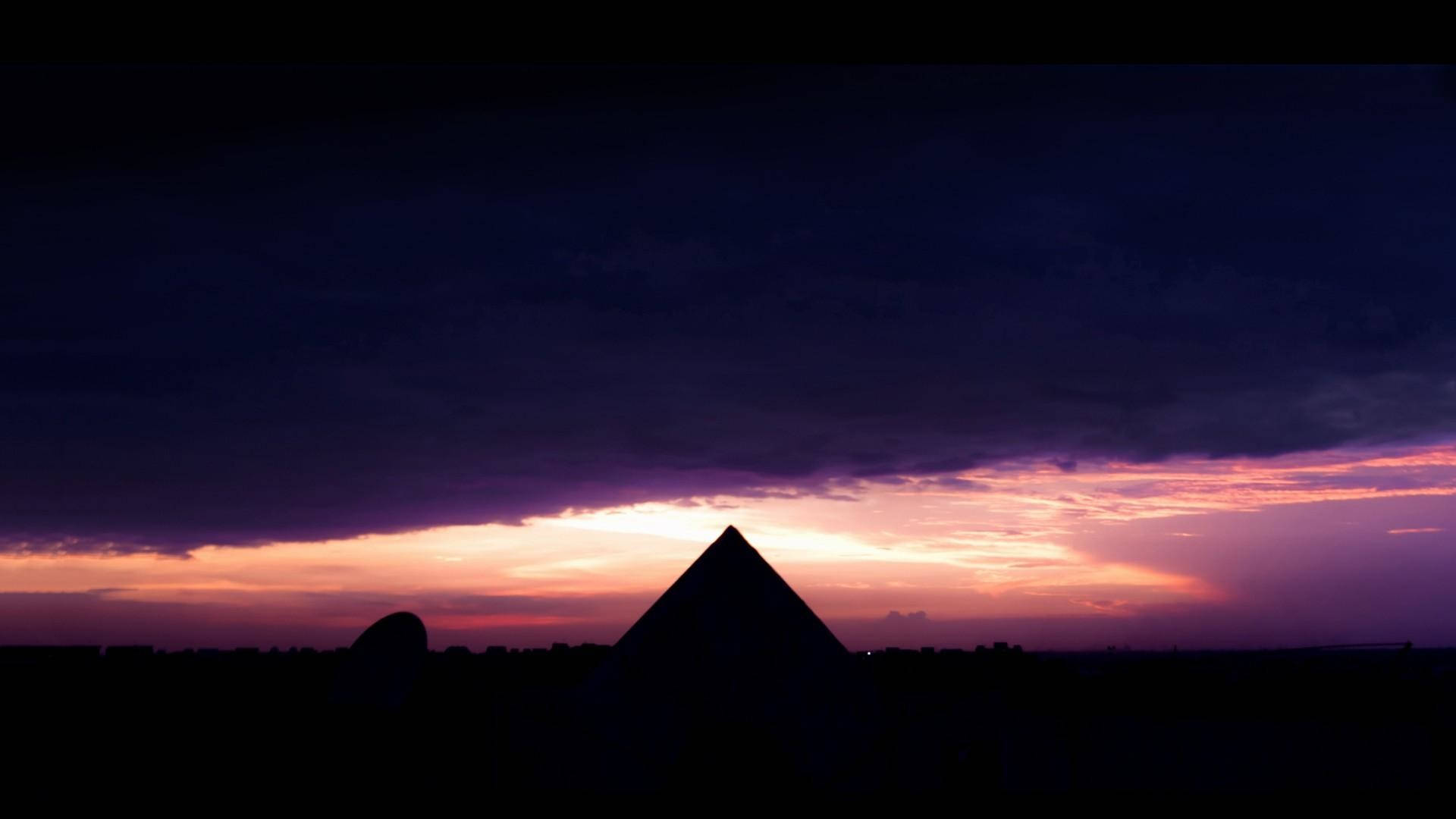 Black Pyramid With Colorful Sky Background