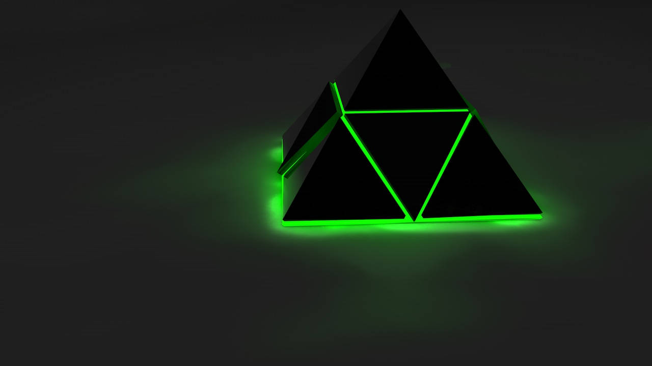 Black Pyramid With Green Lines Background