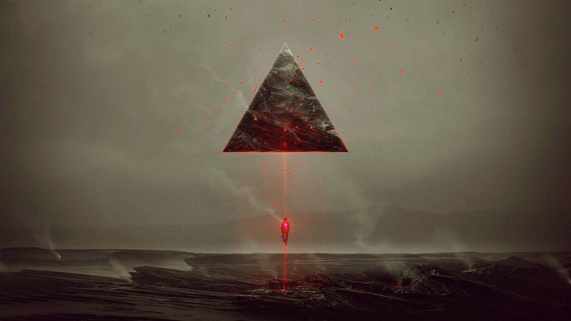 Black Pyramid With Marble Pattern Background