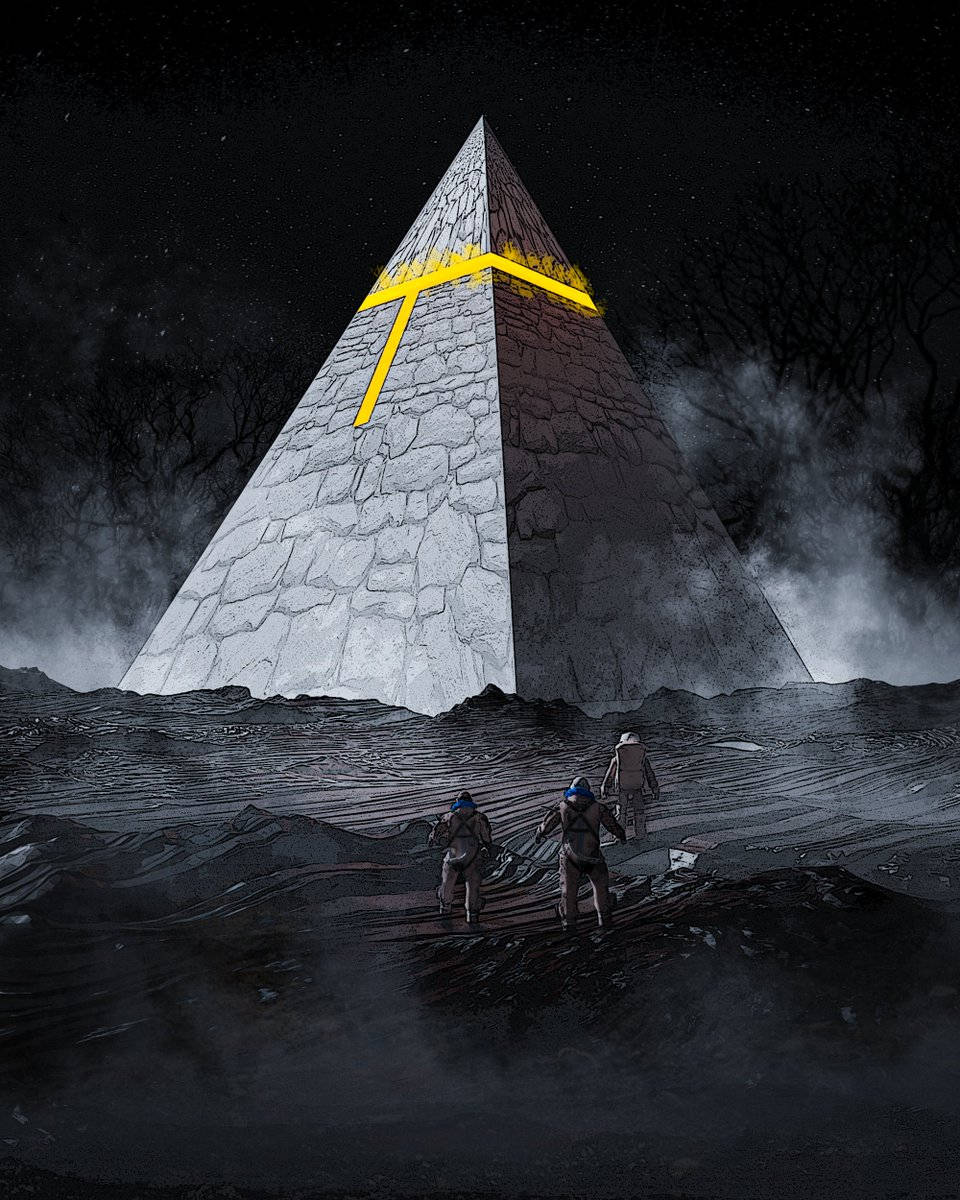 Black Pyramid With Yellow Light Background