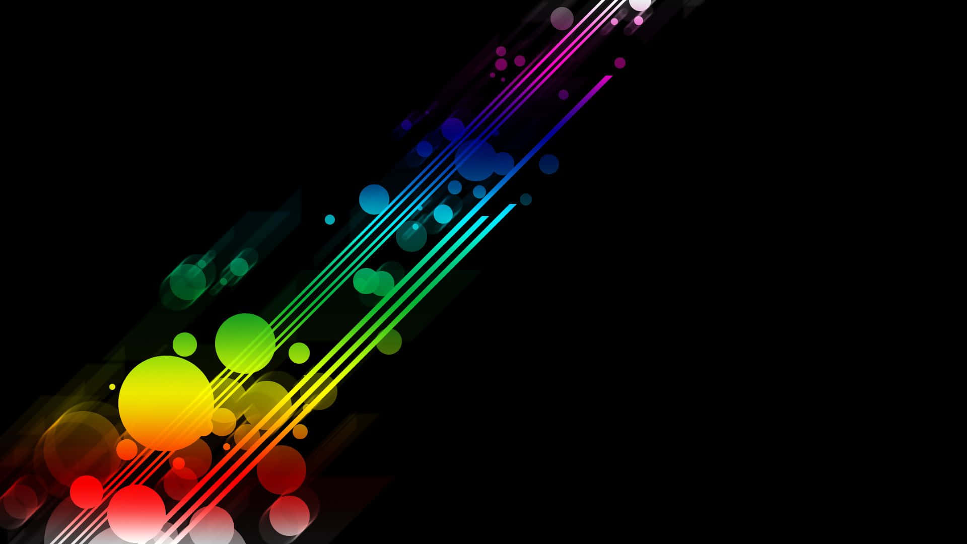 Black Rainbow Lines Circles Background