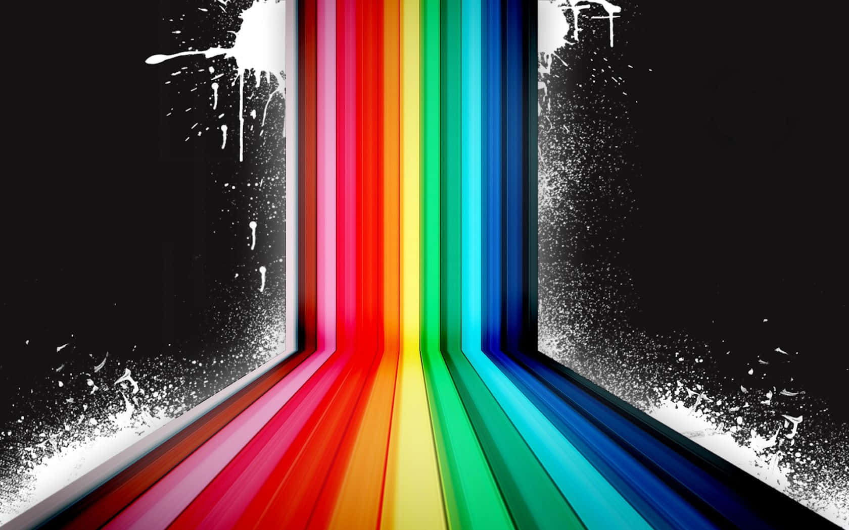 Black Rainbow White Splash Background