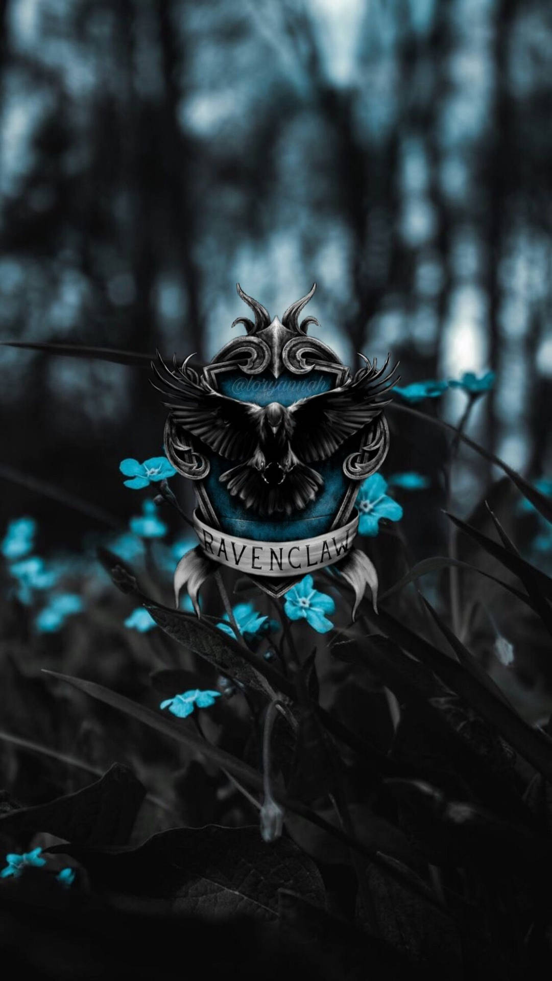 Black Ravenclaw Crest Aesthetic Background