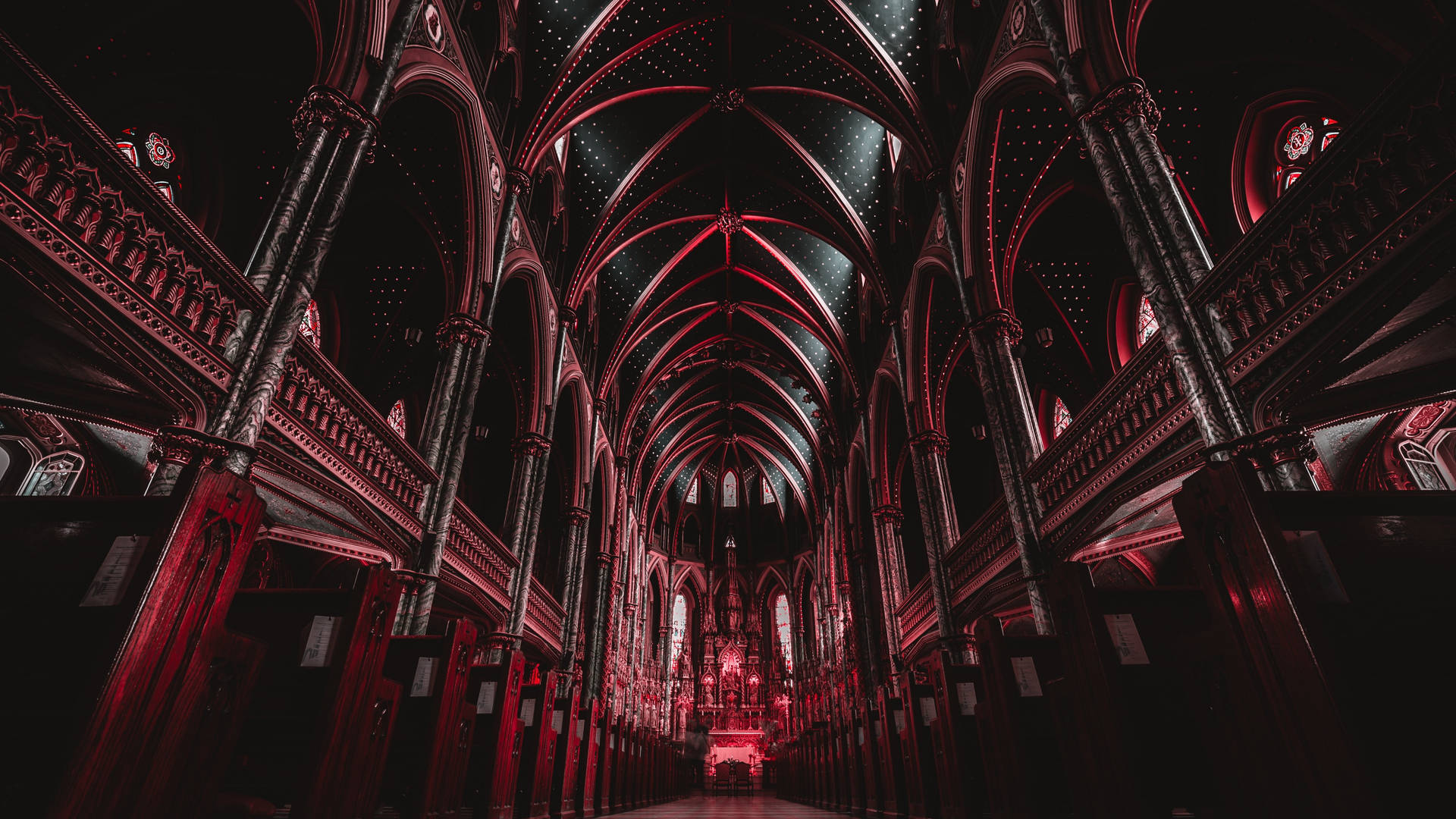 Black Red 4k Cathedral Background