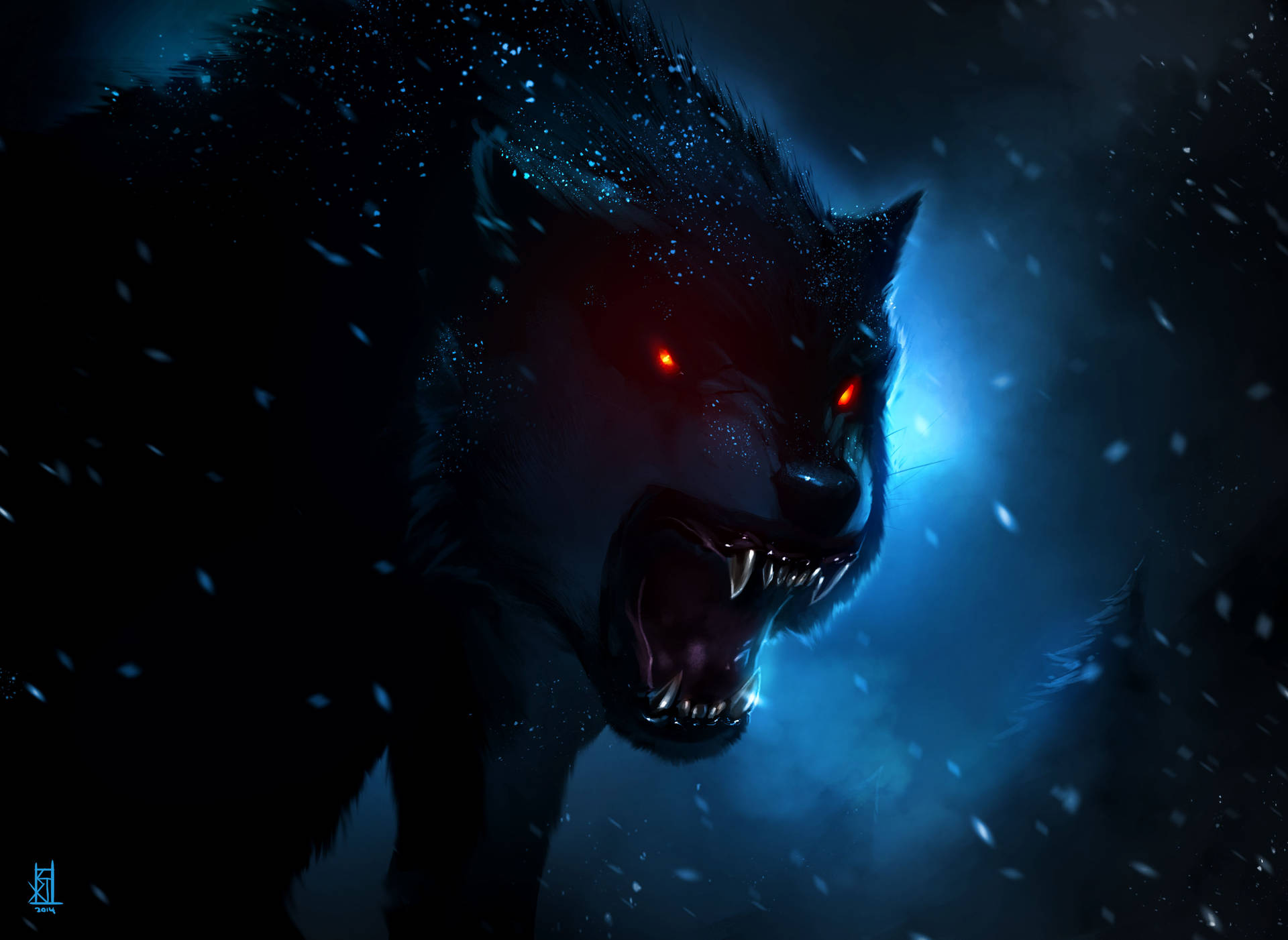 Black Red 4k Wolf Background