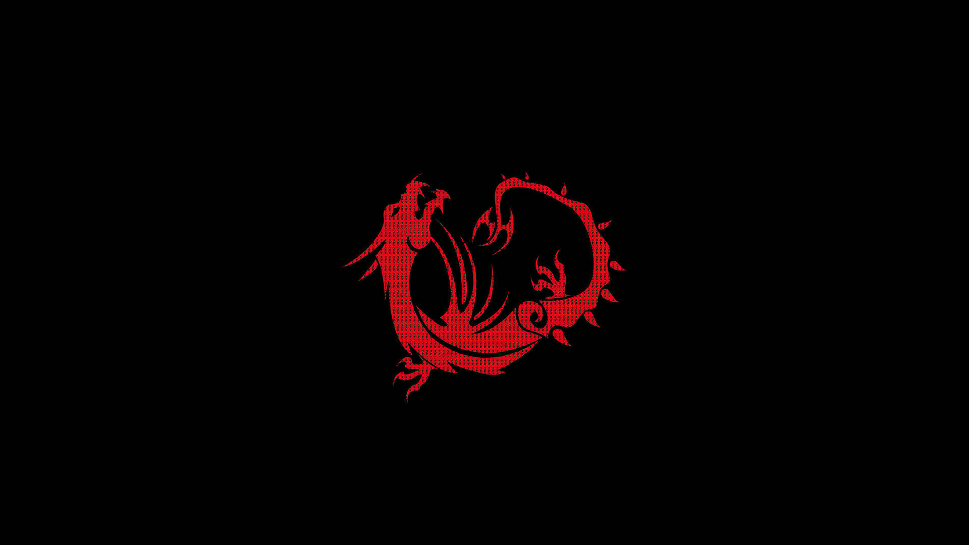 Black Red Dragon Minimal Background