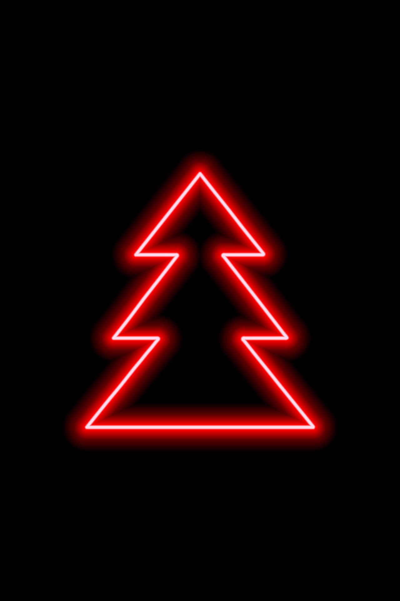 Black Red Neon Christmas Tree Background