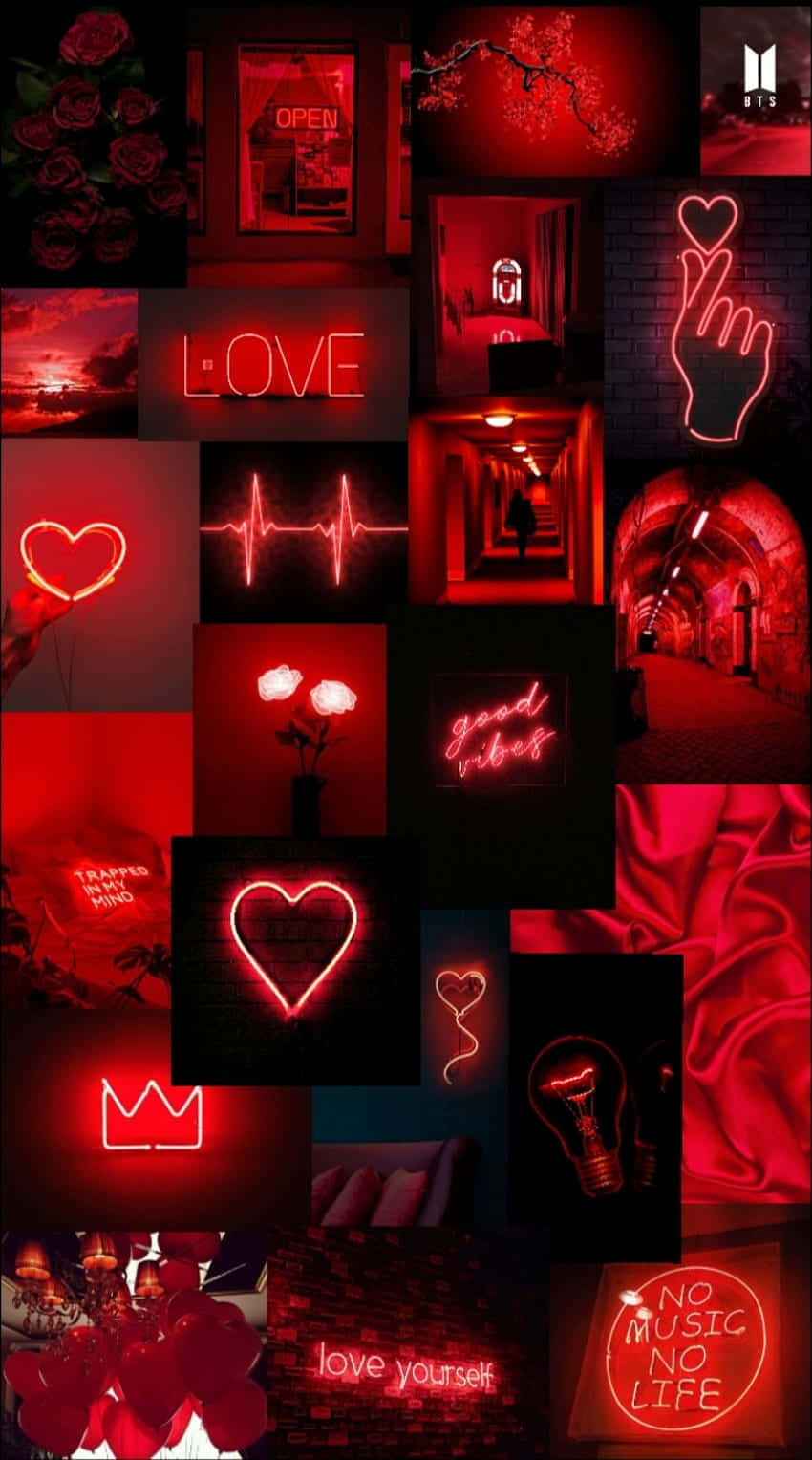 Black Red Neon Collage Aesthetic Background