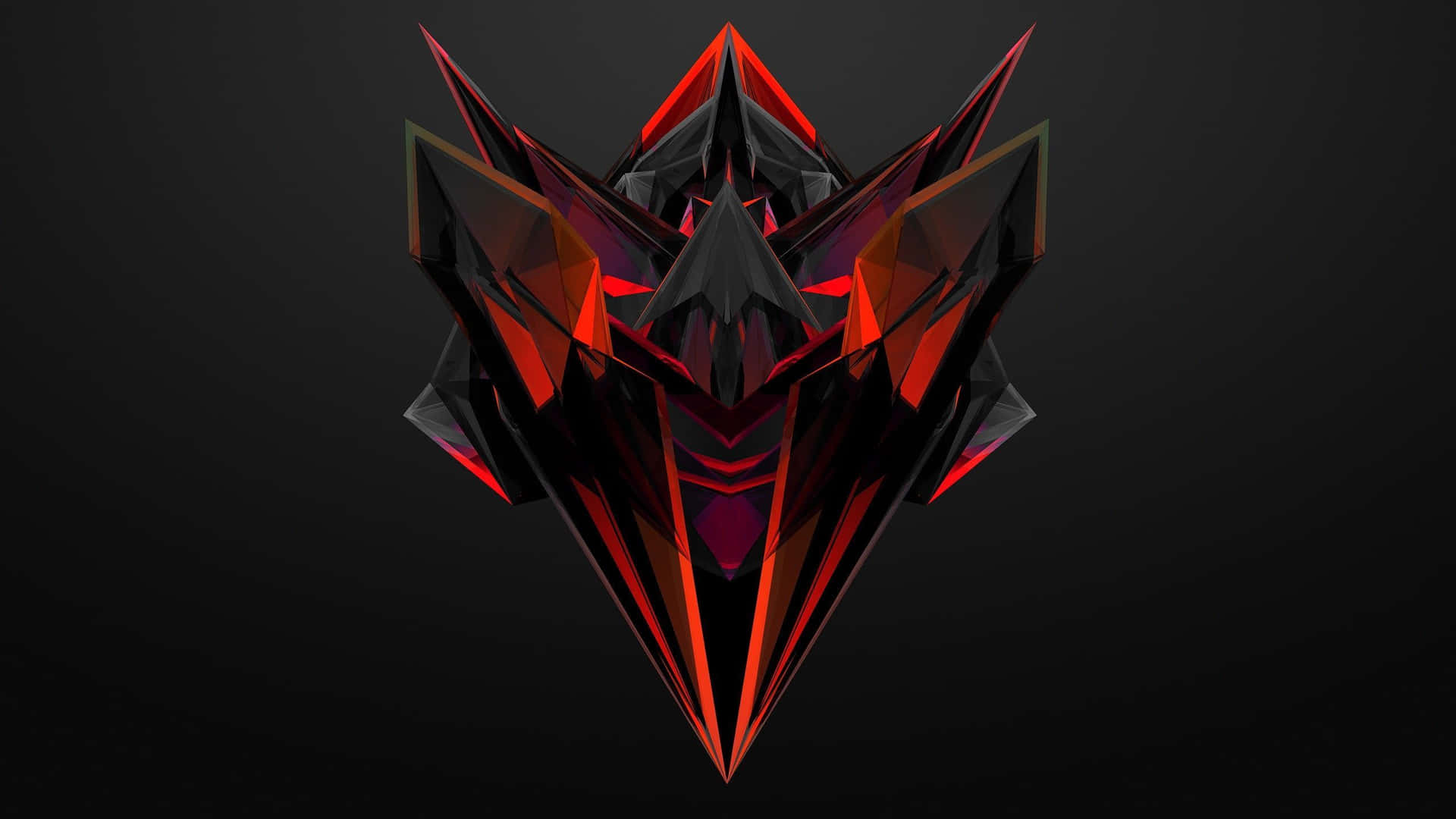 Black Red Neon Geometric Dragon Background